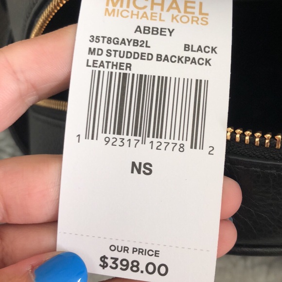 Black Leather Michael Kors Studded Backpack